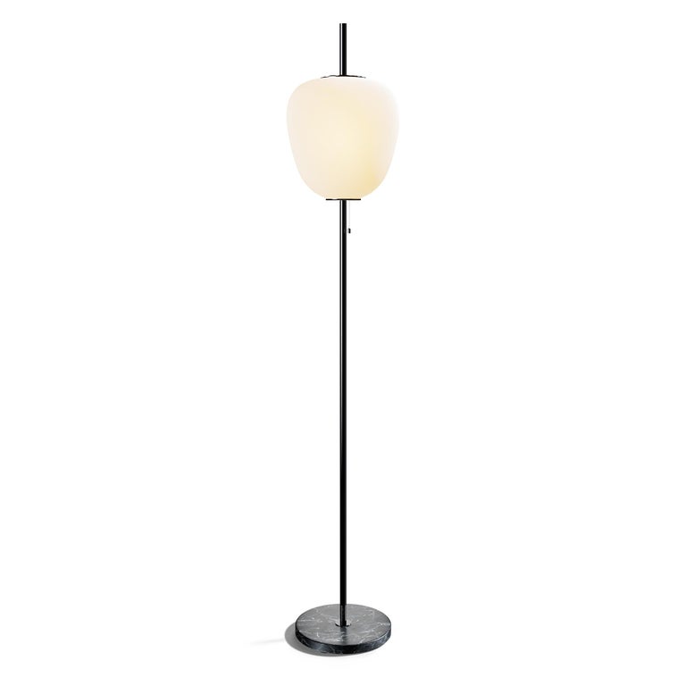 French Large Joseph-André Motte J14 Floor Lamp in Chrome and Gray Marble for Disderot For Sale