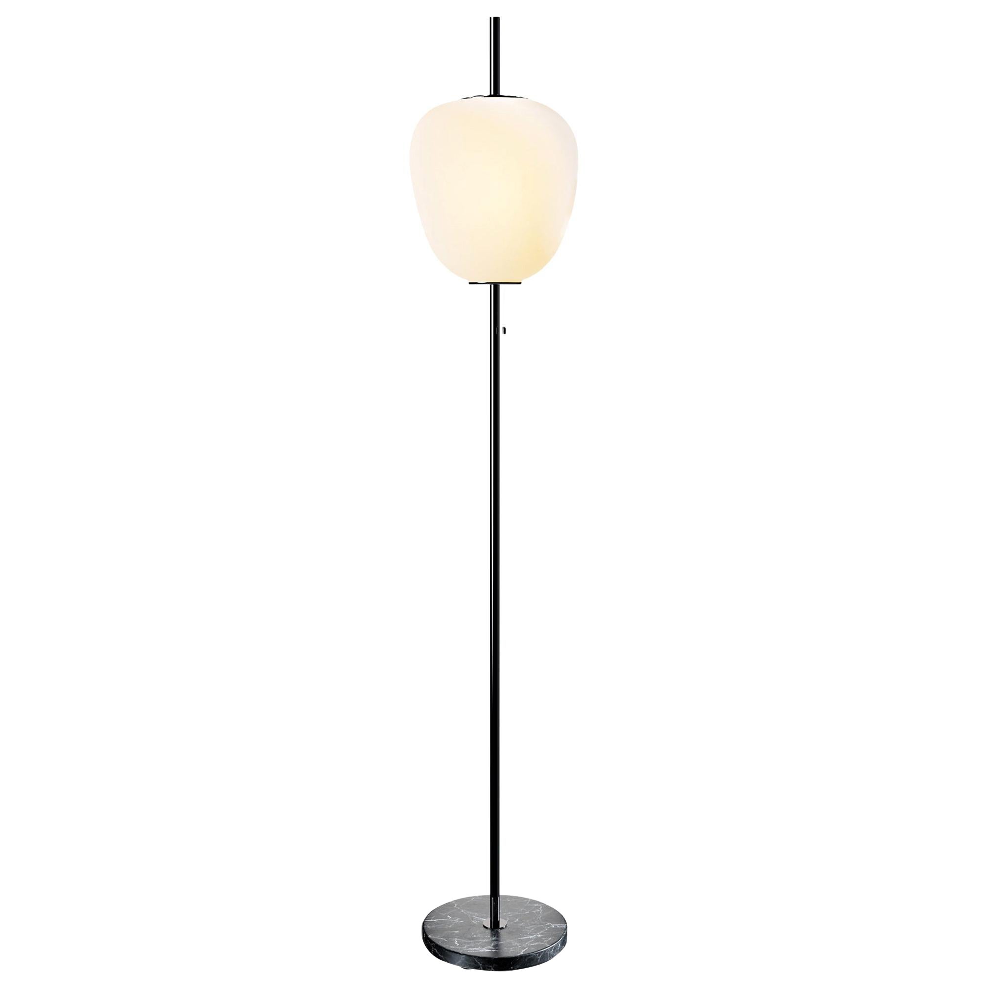 Grande lampada da terra Joseph-André Motte J14 in canna di fucile e marmo nero per Disderot in vendita
