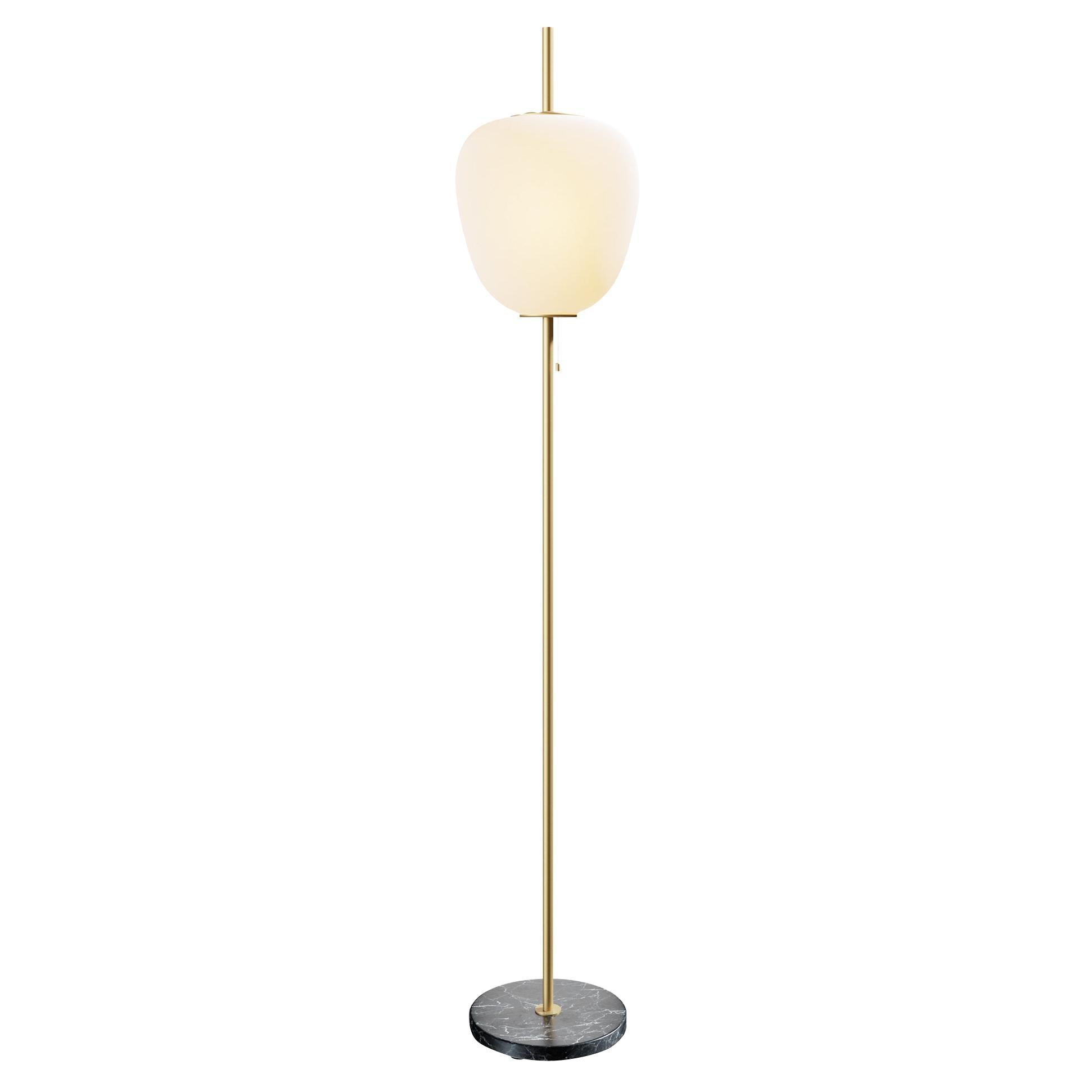 Large Joseph-André Motte J14 Floor Lamp in Polished Brass & Marble for Disderot