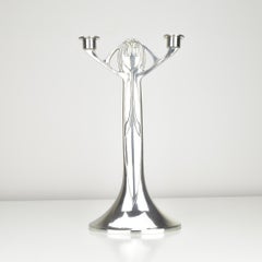 Gran candelabro Joseph Maria Olbrich, reproducción de Kayserzinn, diseño de los años 80