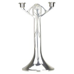 Gran candelabro Joseph Maria Olbrich, reproducción de Kayserzinn, diseño de los años 80