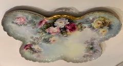 Large JPL Jean Pouyat Limoges Butterfly Shaped Antique Porcelain Tray or Platter