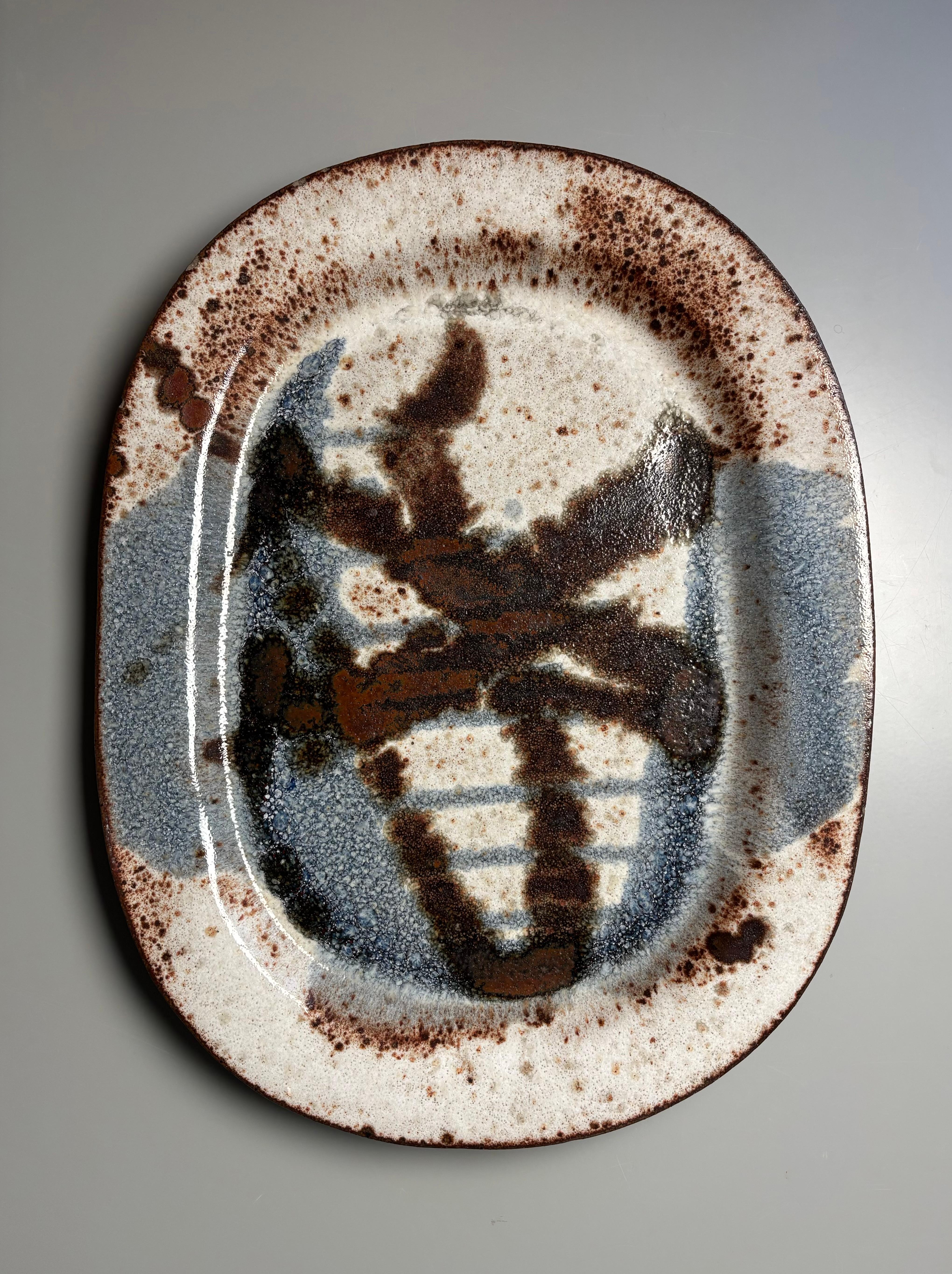 Glazed Large Jørgen F. Petersen 1960s Abstract Ceramic Centerpiece, Denmark For Sale