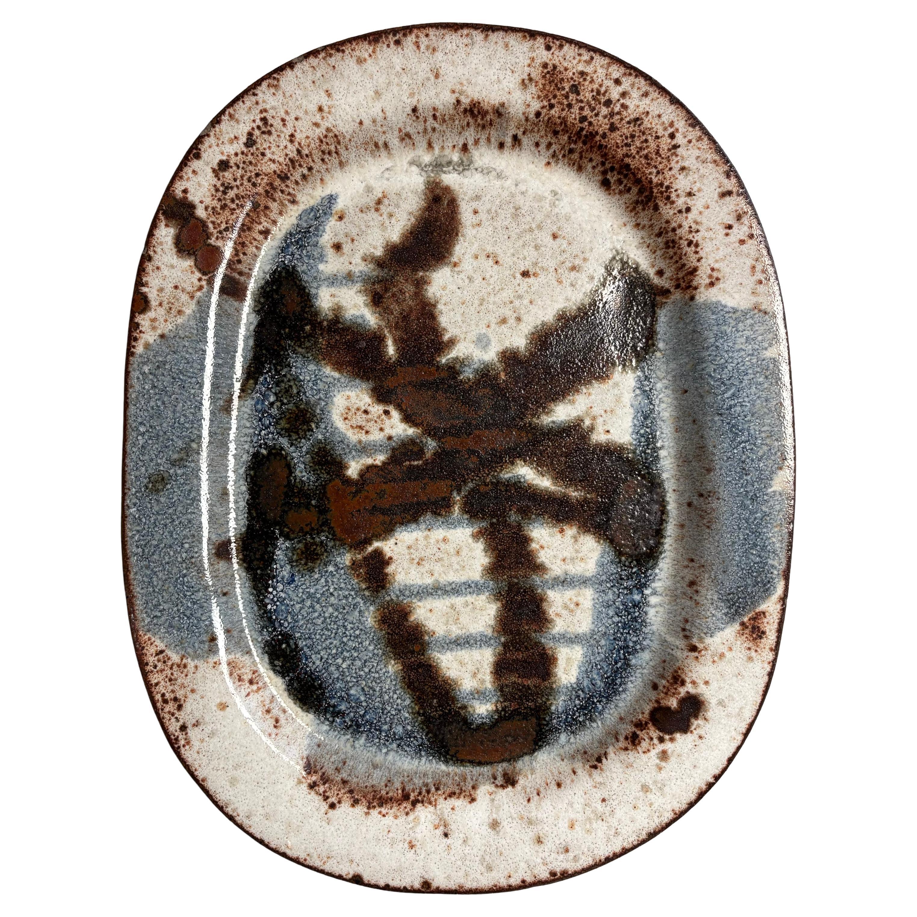 Grande centrotavola astratto in ceramica di Jørgen F. Petersen del 1960, Danimarca
