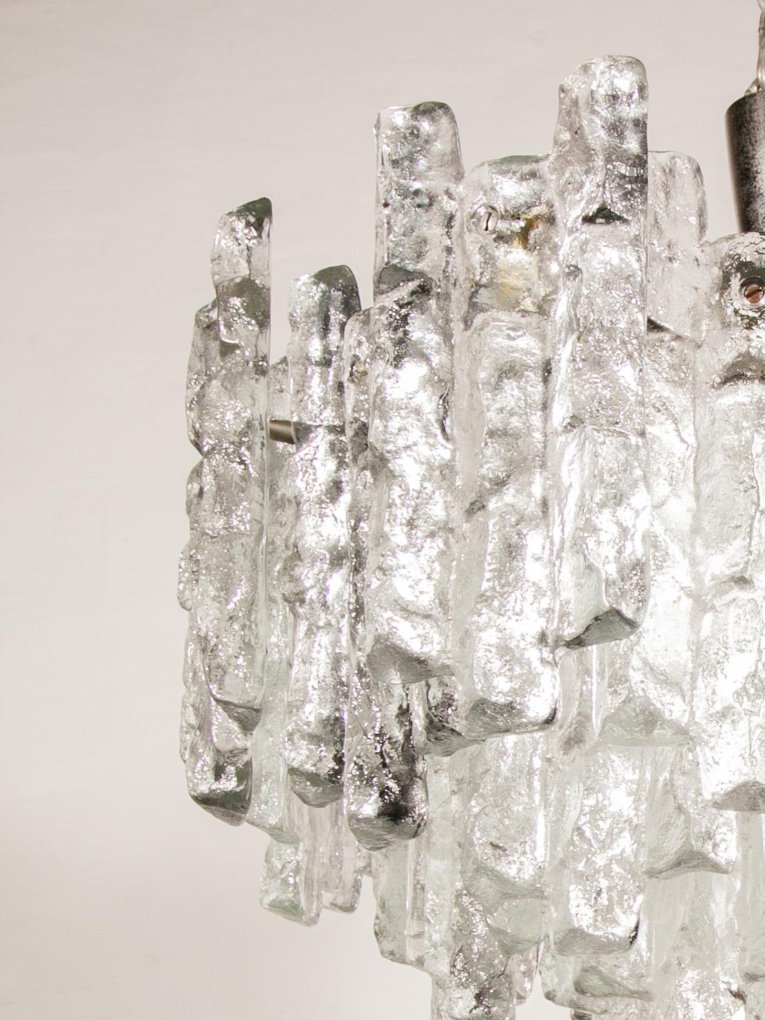 LARGE JT Kalmar, Austria, Murano Glass Iced Blocks, Chandelier, 1960s en venta 5