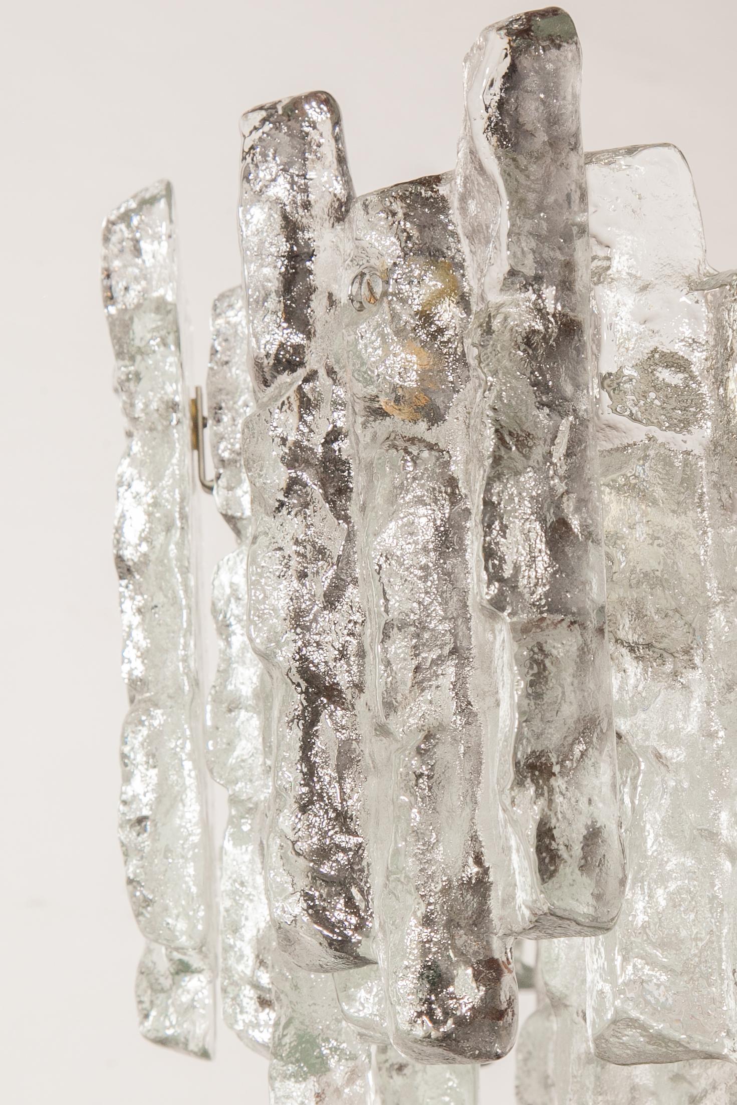 LARGE JT Kalmar, Austria, Murano Glass Iced Blocks, Chandelier, 1960s en venta 8