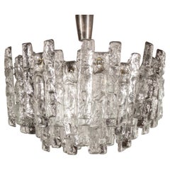 LARGE JT Kalmar, Austria, Murano Glass Iced Blocks, Chandelier, 1960s