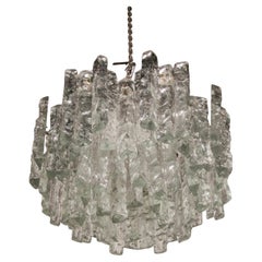 LARGE JT Kalmar, Austria, Murano Glass Iced Blocks, Chandelier, 1960s