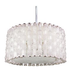 1 (of 2) 1960s Kalmar Drum Chandelier Tubular Glass & Chrome