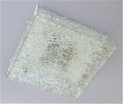 Large J.T. Kalmar Flush Mount Wall Light Murano Glass Brass White Metal 1960s