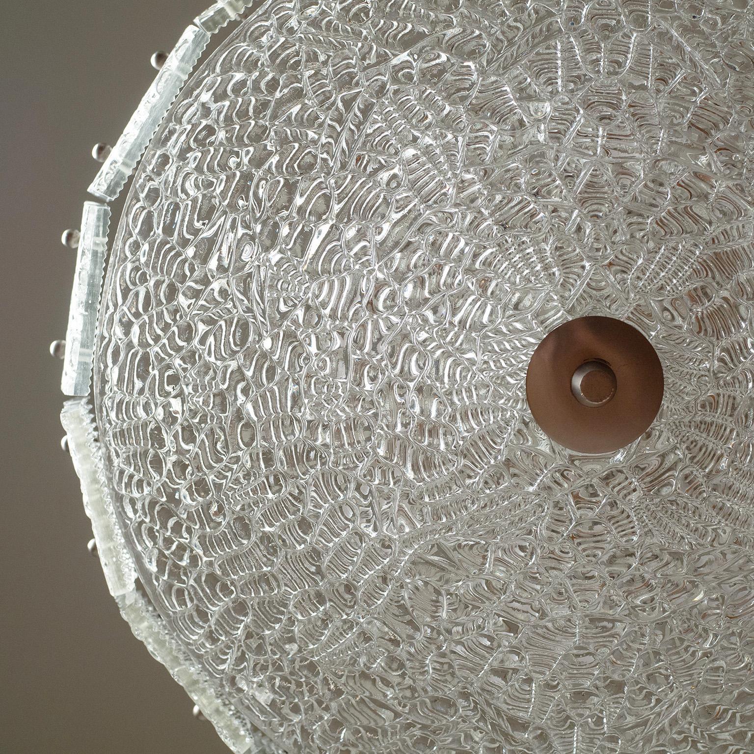 Mid-Century Modern Large J.T. Kalmar Glass Ceiling Light, 1950s For Sale