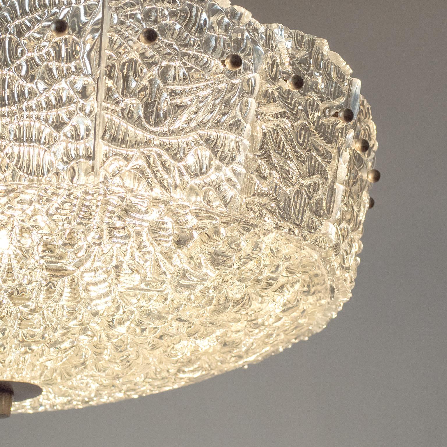 Large J.T. Kalmar Glass Ceiling Light, 1950s In Good Condition For Sale In Vienna, AT