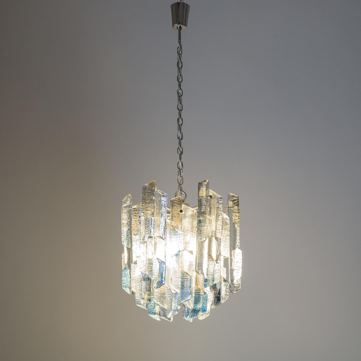 Hollywood Regency Rare J.T. Kalmar Colored Glass Chandelier, 1970s