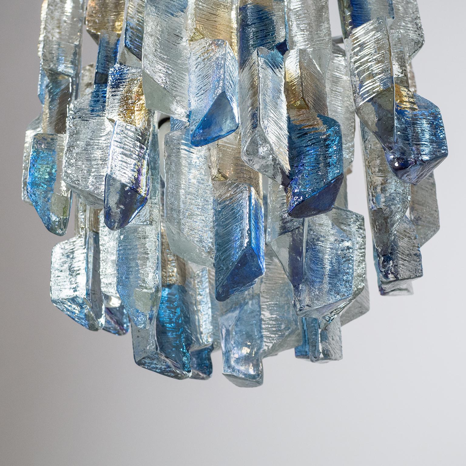 Lacquered Rare J.T. Kalmar Colored Glass Chandelier, 1970s