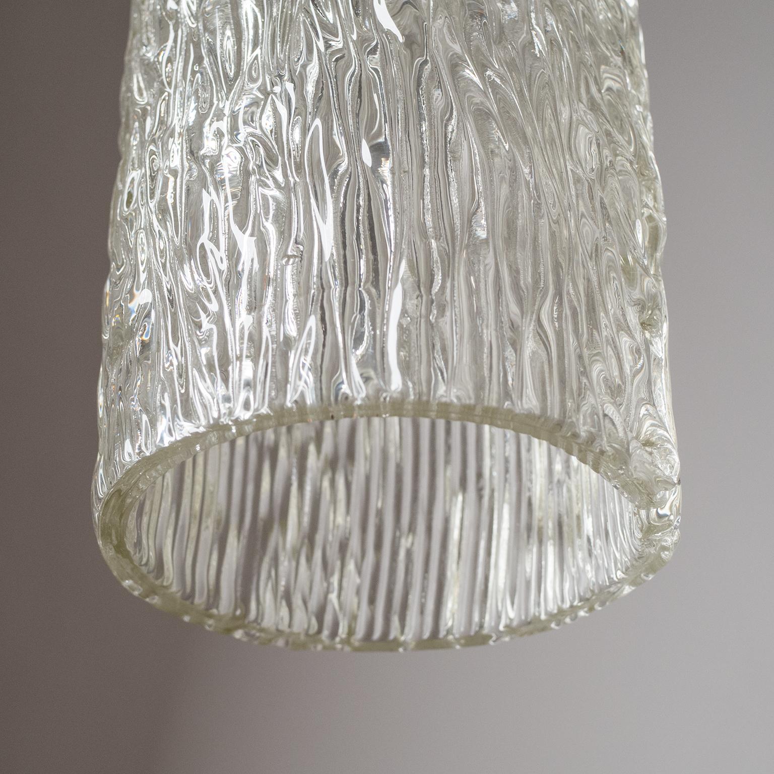 Large J.T. Kalmar Textured Glass Pendant, circa 1950 In Good Condition For Sale In Vienna, AT