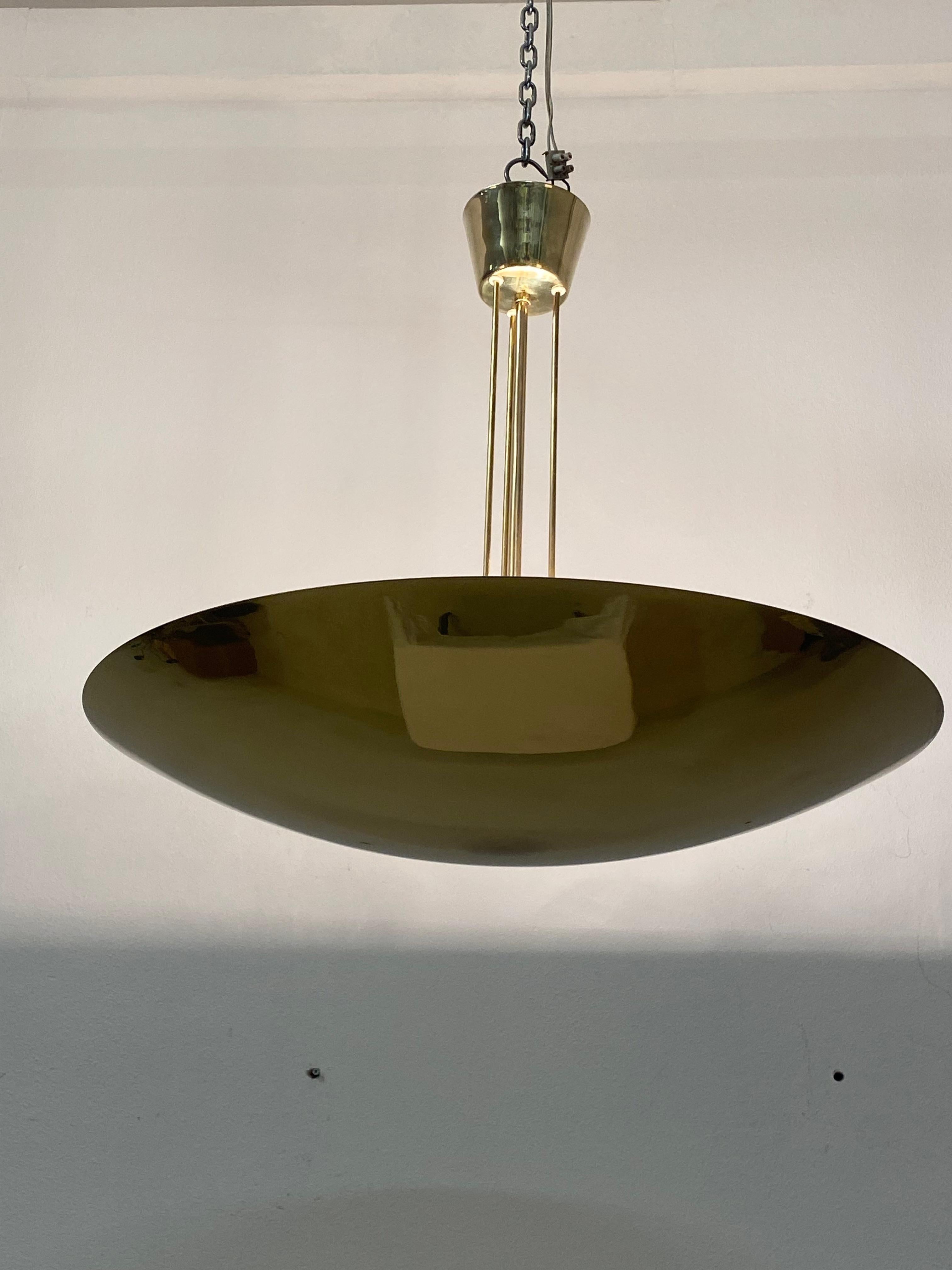 Large J.T. Kalmar Uplight Brass Dome Chandelier For Sale 4