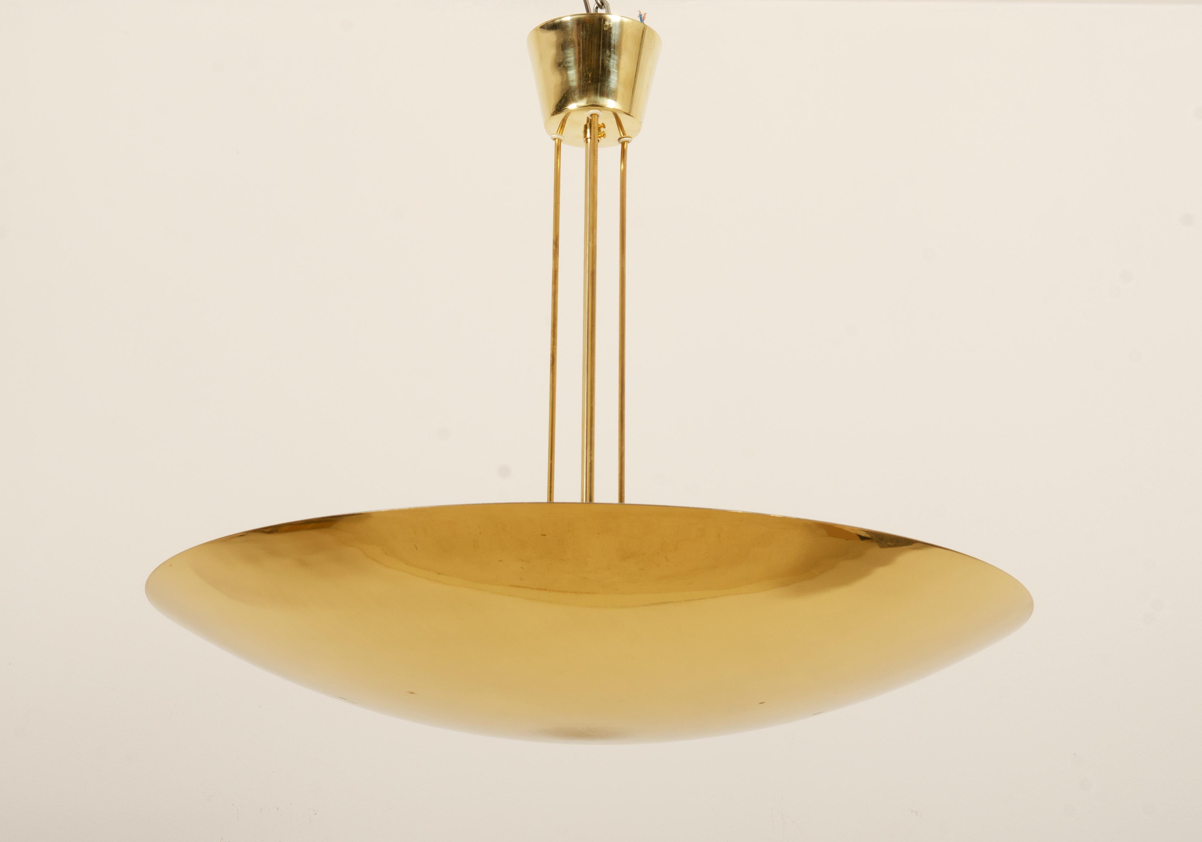 Large J.T. Kalmar Uplight Brass Dome Chandelier For Sale 6