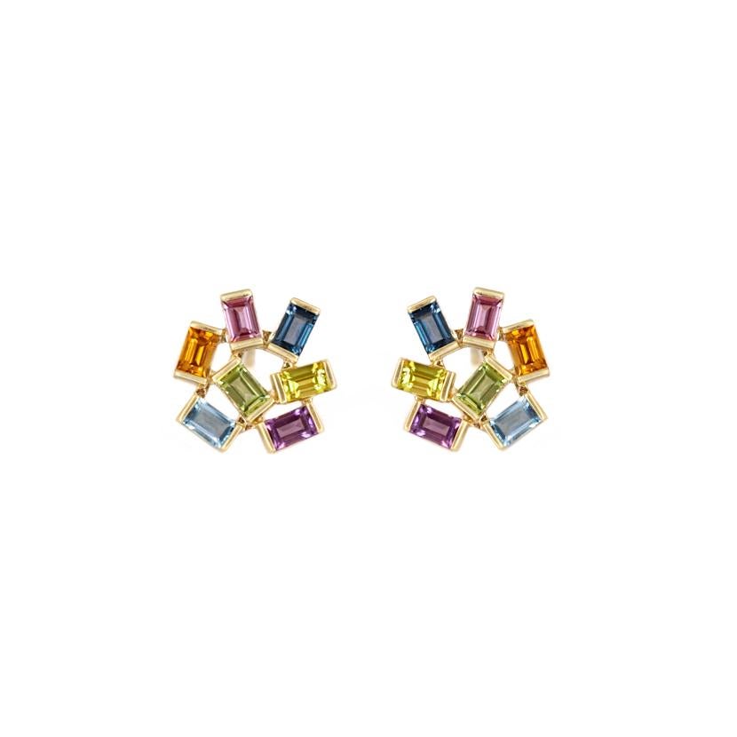 Contemporary Large Jubilation Earrings with Precious Colored Gemstones For Sale