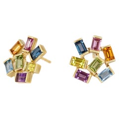Large Jubilation Earrings with Semiprecious Colored Gemstones
