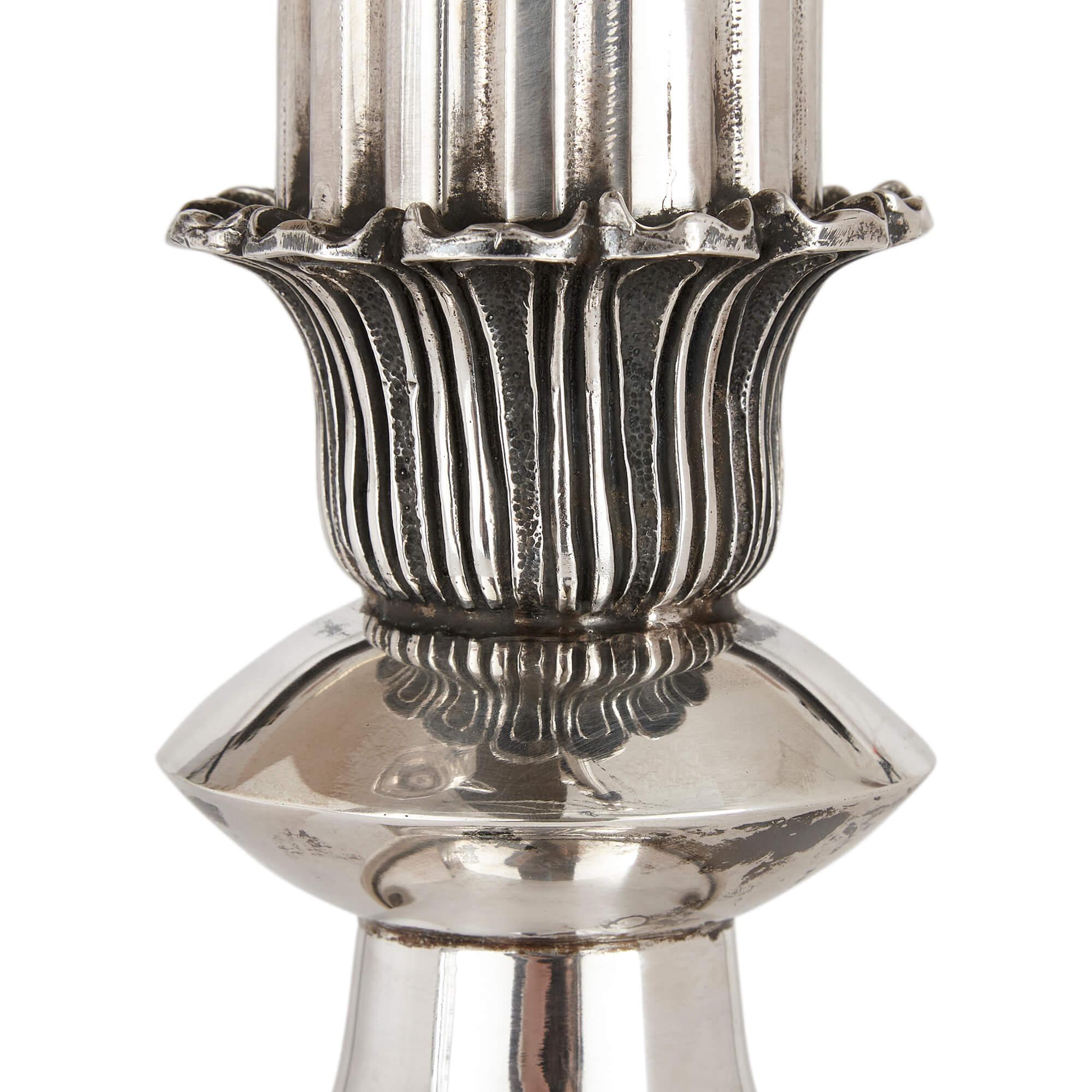 Large Judaica Hanukkah Menorah in Sterling Silver For Sale 2