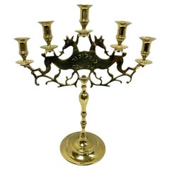 Large Judaica Solid Brass Shabbat Candlestick