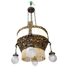 Large Jugend Massive Bronze Lamp Designed by Swedish Sculptress Alice Nordin