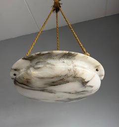 Gran lámpara colgante Jugendstil de alabastro con dramáticas vetas naturales