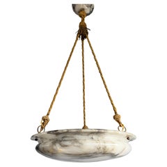 Large Jugendstil Alabaster Pendant Light with Dramatic Natural Veining