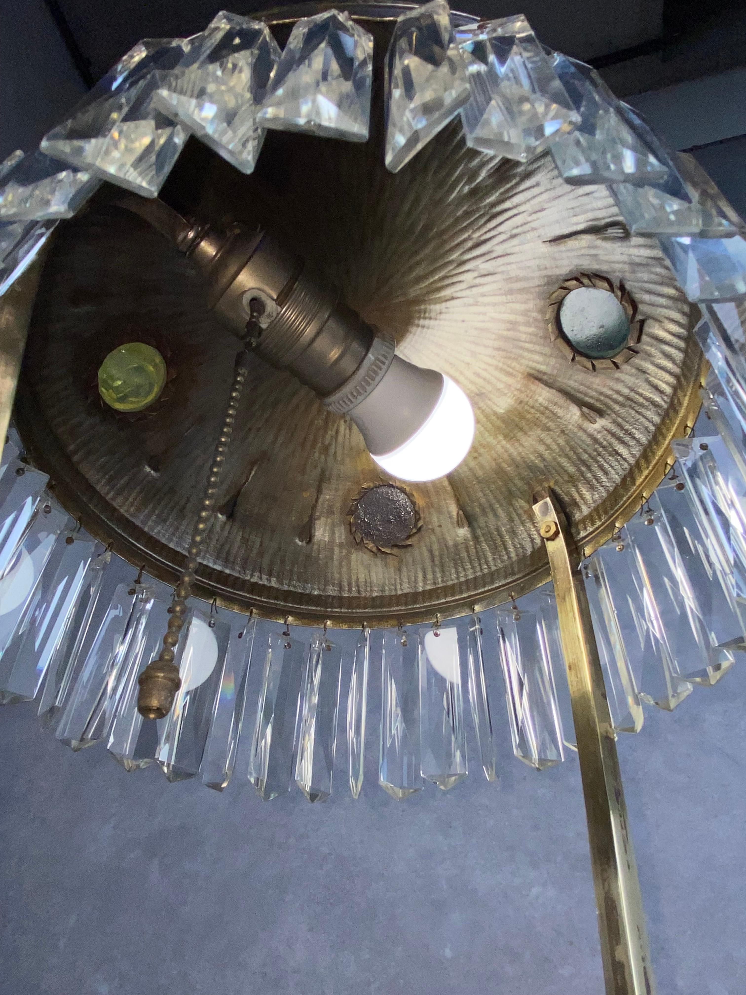 Large jugendstil desk lamp with crystals For Sale 1