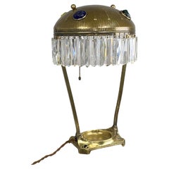 Antique Large jugendstil desk lamp with crystals
