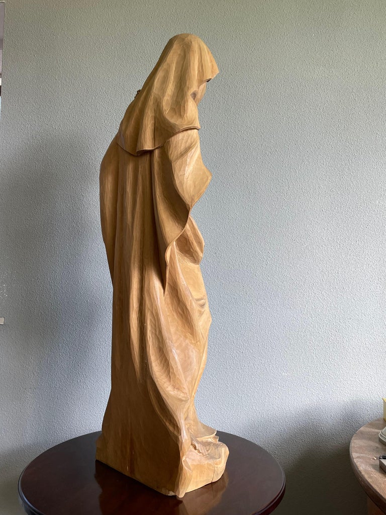 Large Jugendstil Style Hand Carved Wooden Sculpture of Mary and Child ...