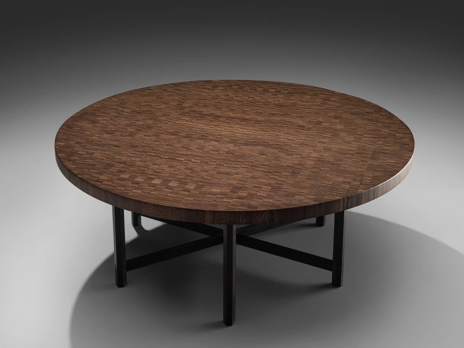 Mid-Century Modern Large Jules Wabbes Wenge Table with Hexagonal Frame