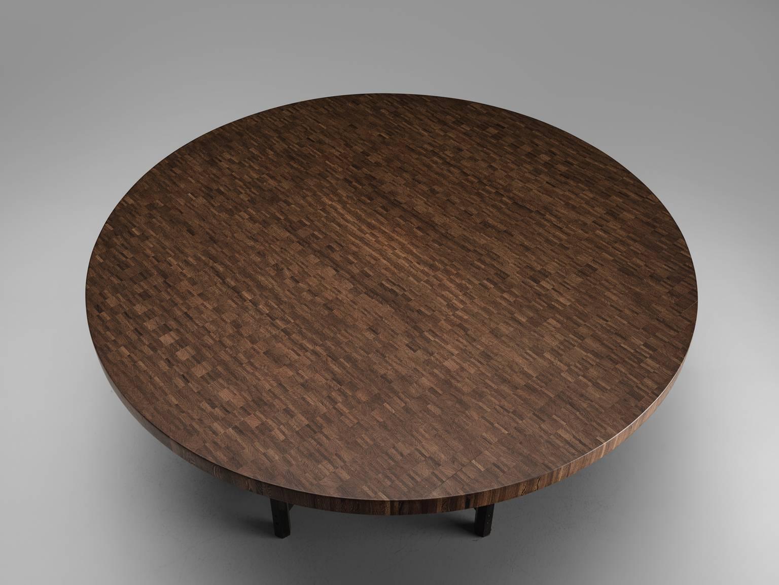 Belgian Large Jules Wabbes Wenge Table with Hexagonal Frame