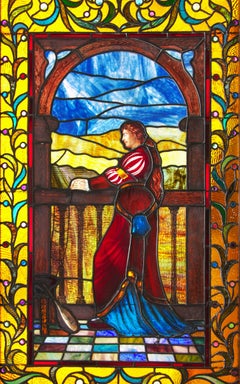 Large "Juliet" Stained Glass Window Panel circa 1915, Maker Unknown