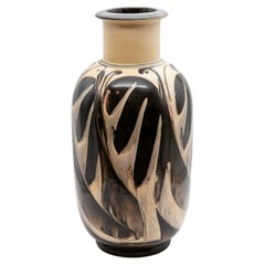 Large Kähler Ceramic Vase with Black Decoration, Signed HAK