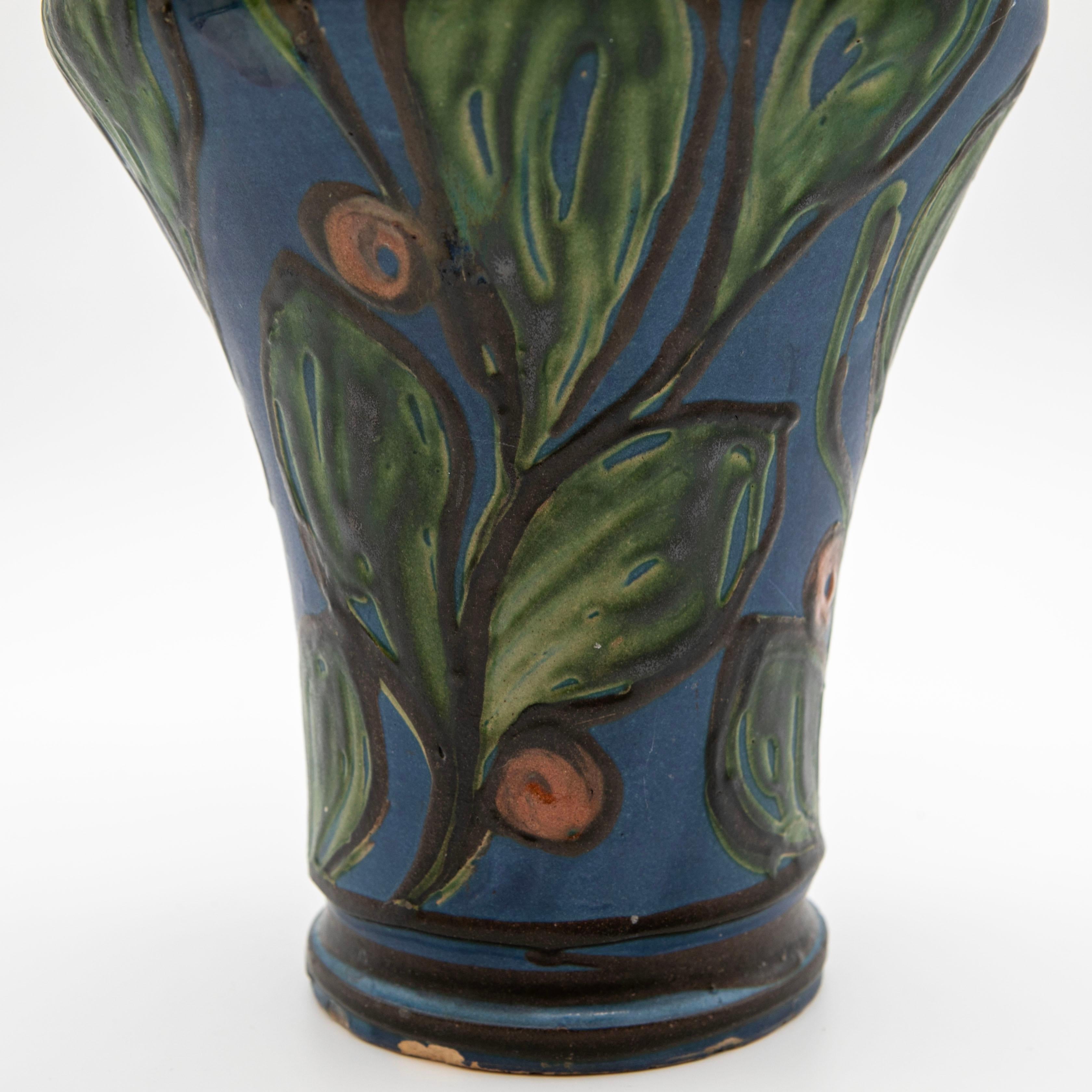 Grande vaso in ceramica Kähler con decorazione in corno di mucca, firmato HAK In condizioni buone in vendita a Kastrup, DK
