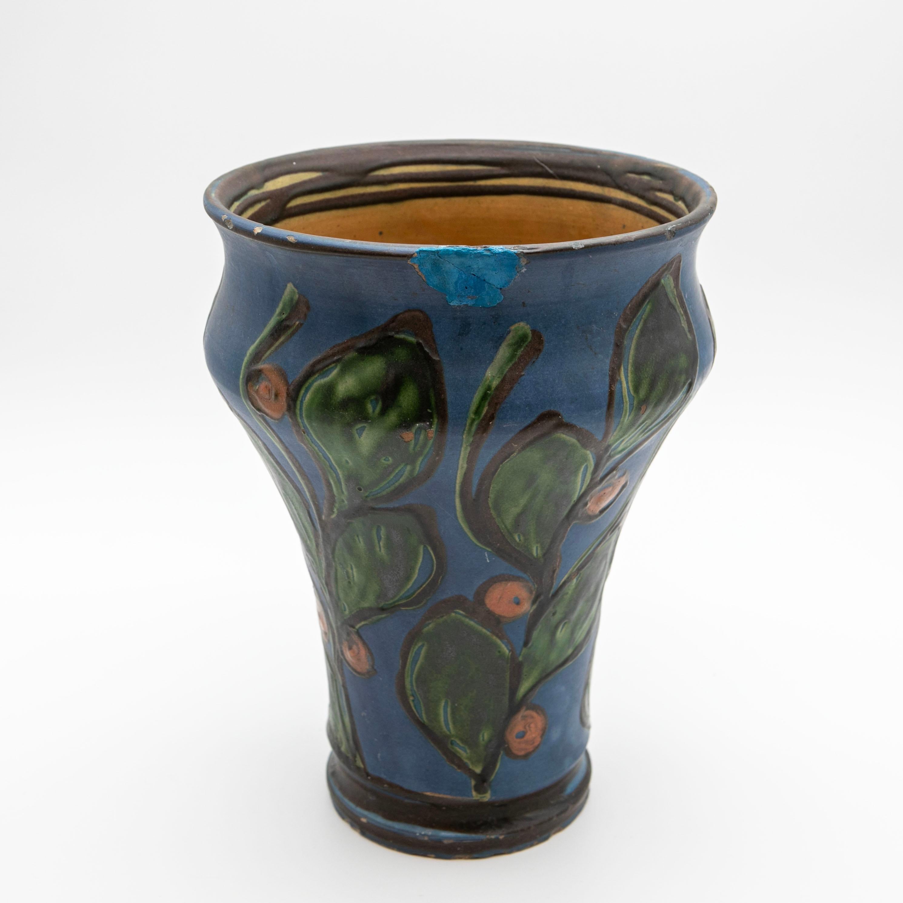Grande vaso in ceramica Kähler con decorazione in corno di mucca, firmato HAK in vendita 1