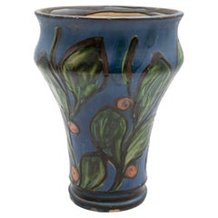 Large Kähler Ceramic Vase with Cow Horn Decoration, Signed HAK