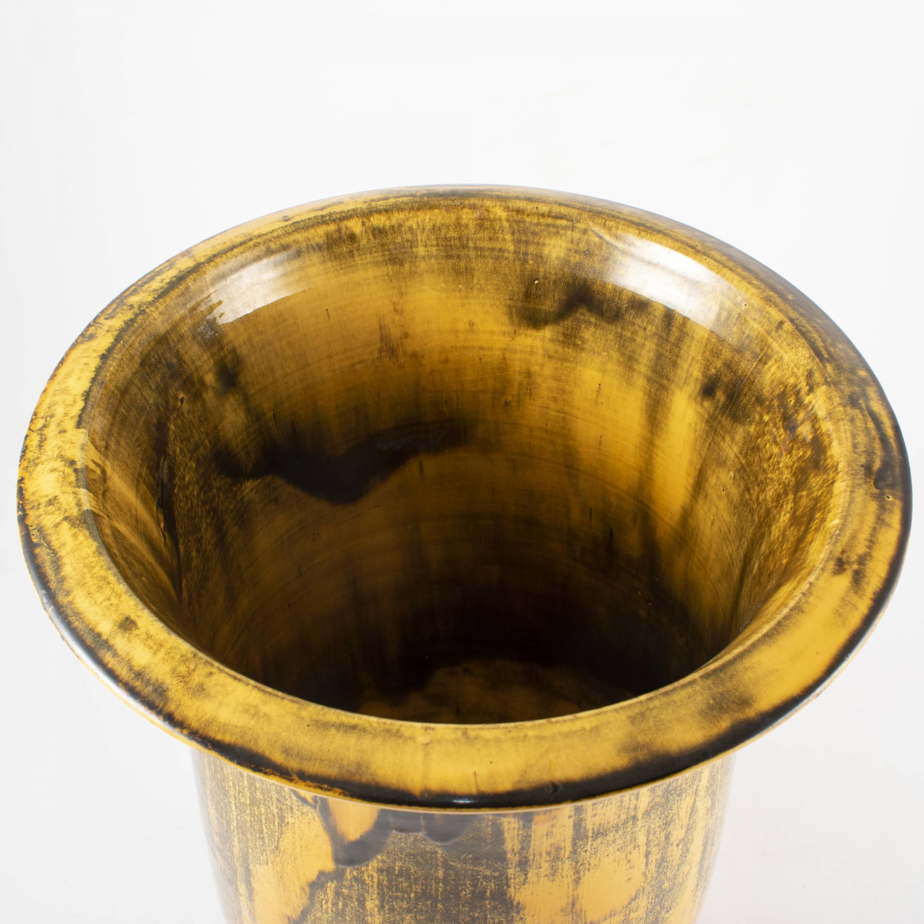 Large Kähler Floor Vase in Yellow and Dark Glaze In Good Condition In Kastrup, DK