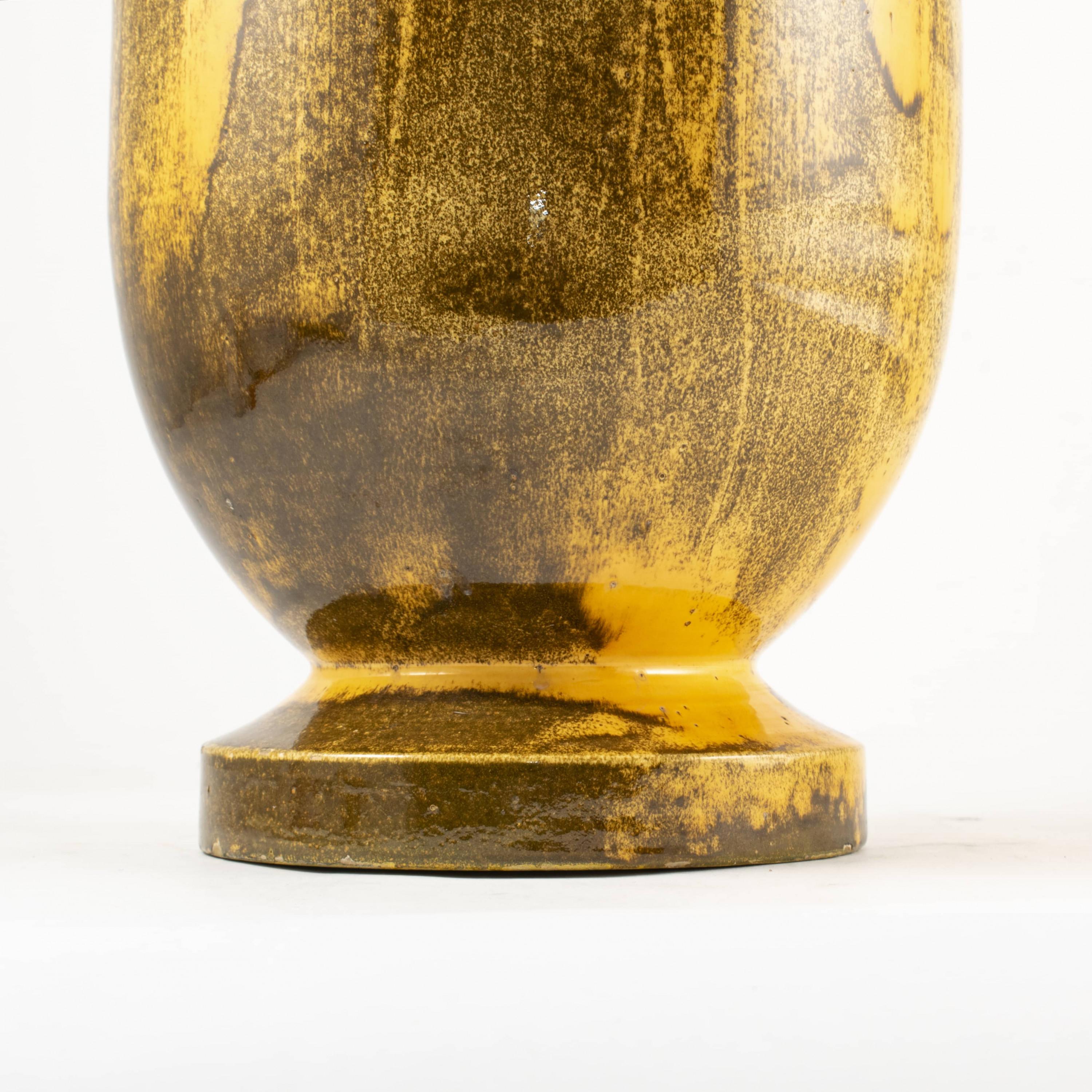 20th Century Large Kähler Floor Vase in Yellow and Dark Glaze