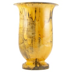 Large Kähler Floor Vase in Yellow and Dark Glaze
