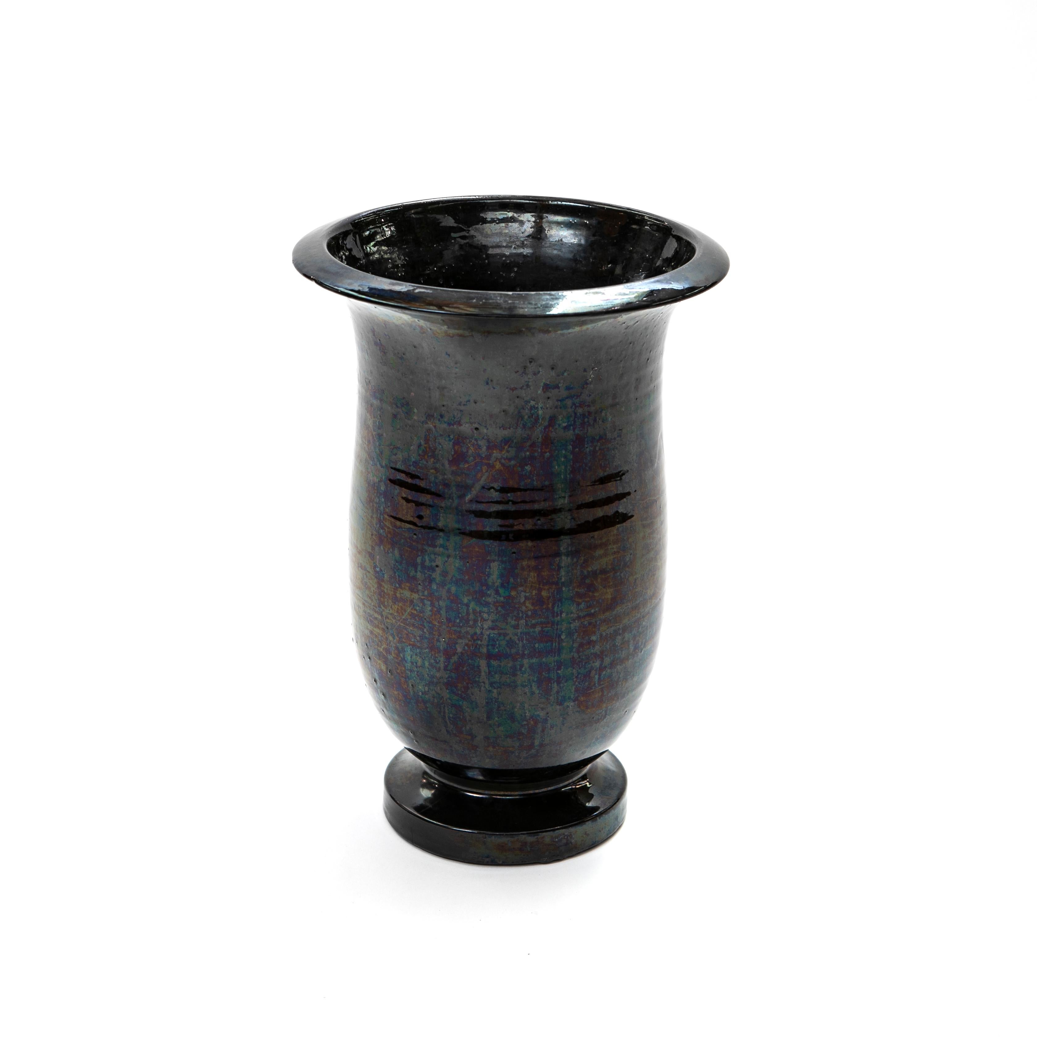 large black floor vase