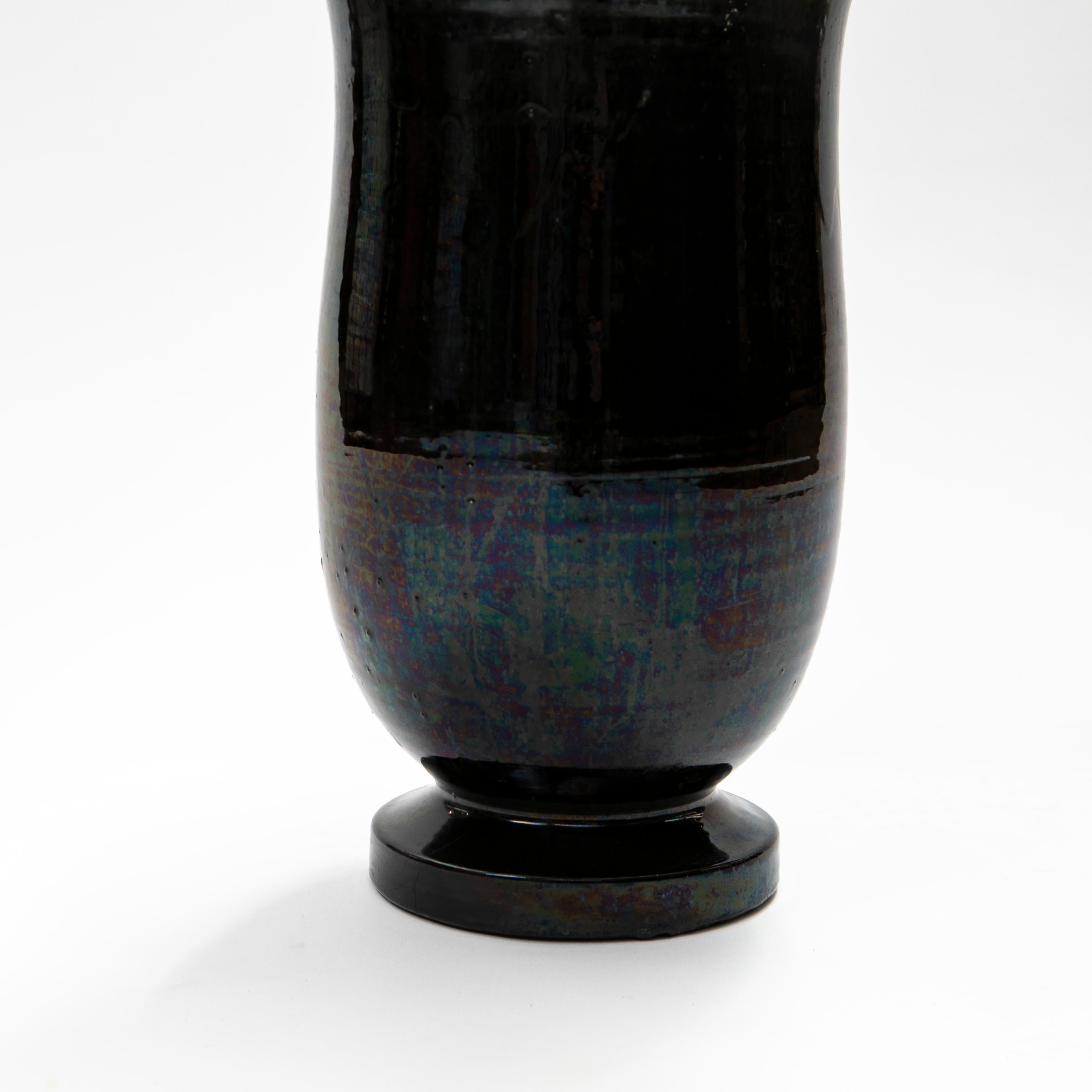 Modern Large Kähler Floor Vase with Black Luster Glaze For Sale