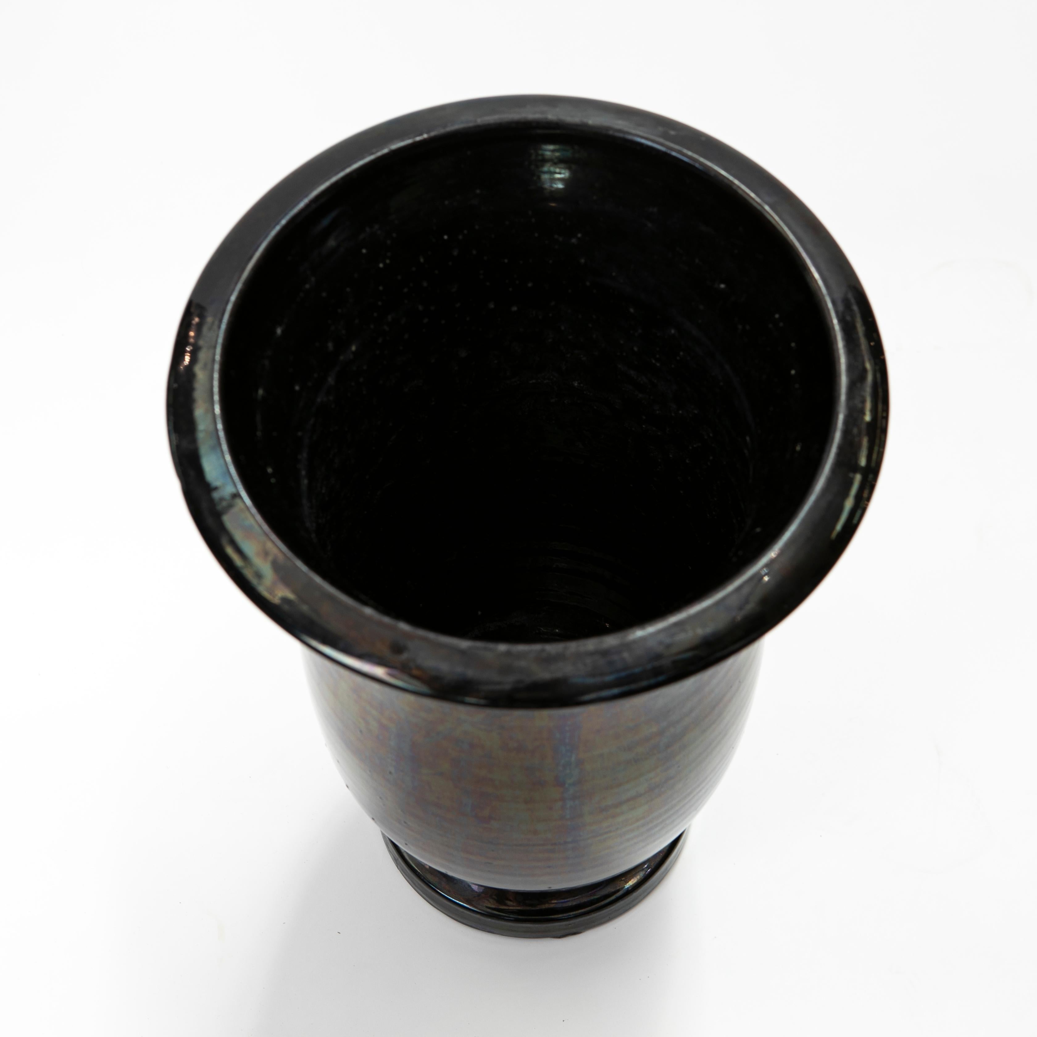 Große Kähler Bodenvase mit schwarzer Lüsterglasur (20. Jahrhundert) im Angebot