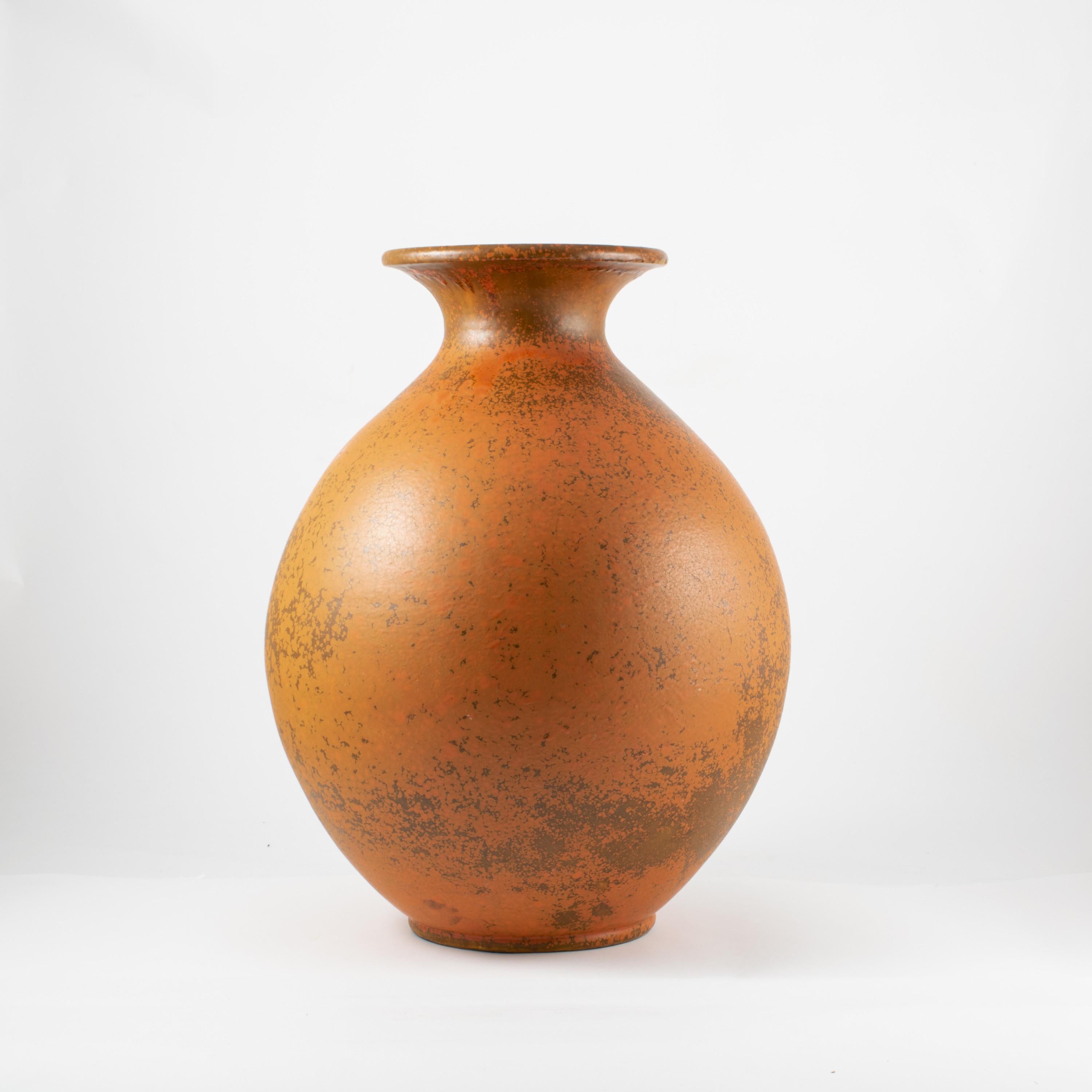 Scandinavian Modern Large Kähler Stoneware Vase in Orange Uranium Glaze