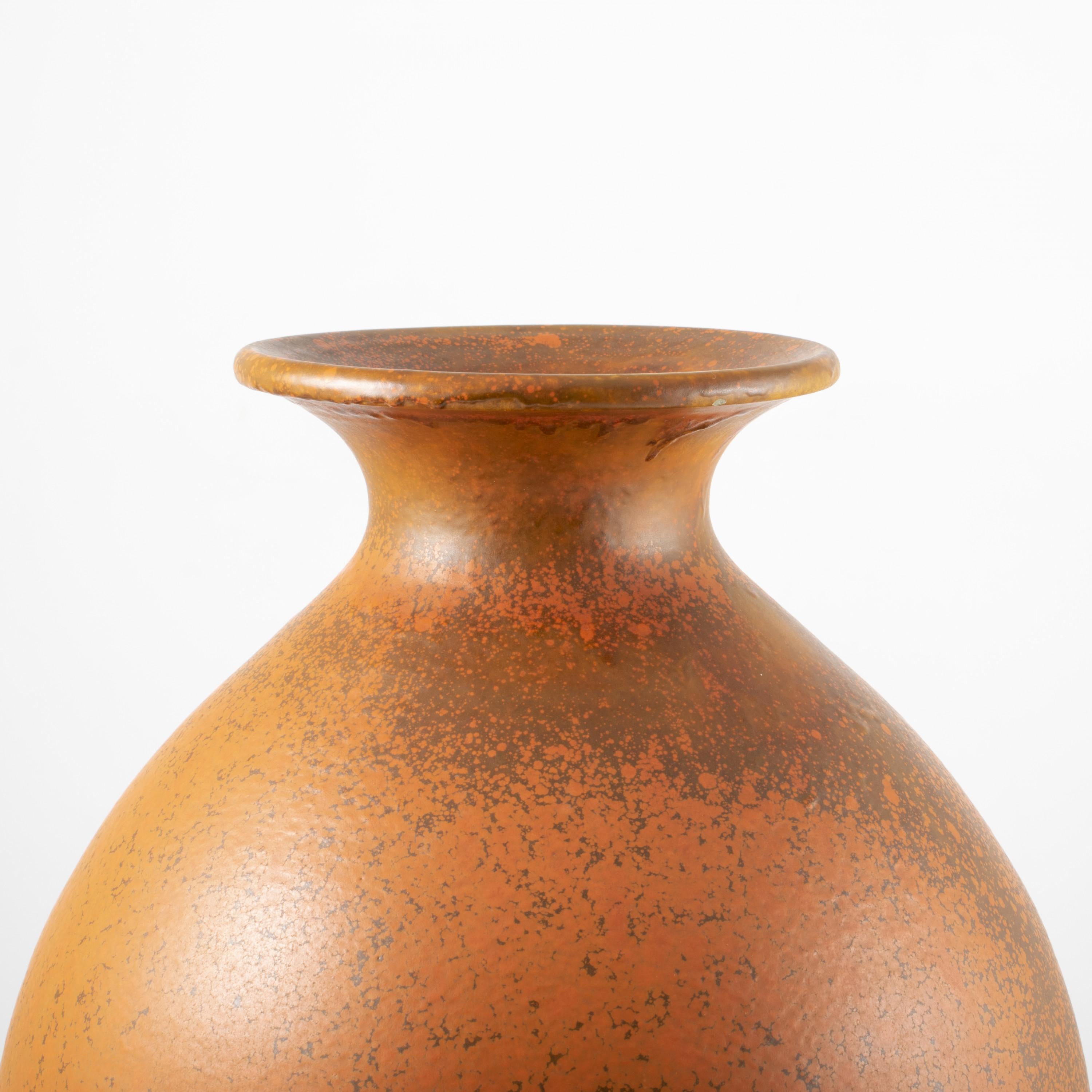 Danish Large Kähler Stoneware Vase in Orange Uranium Glaze