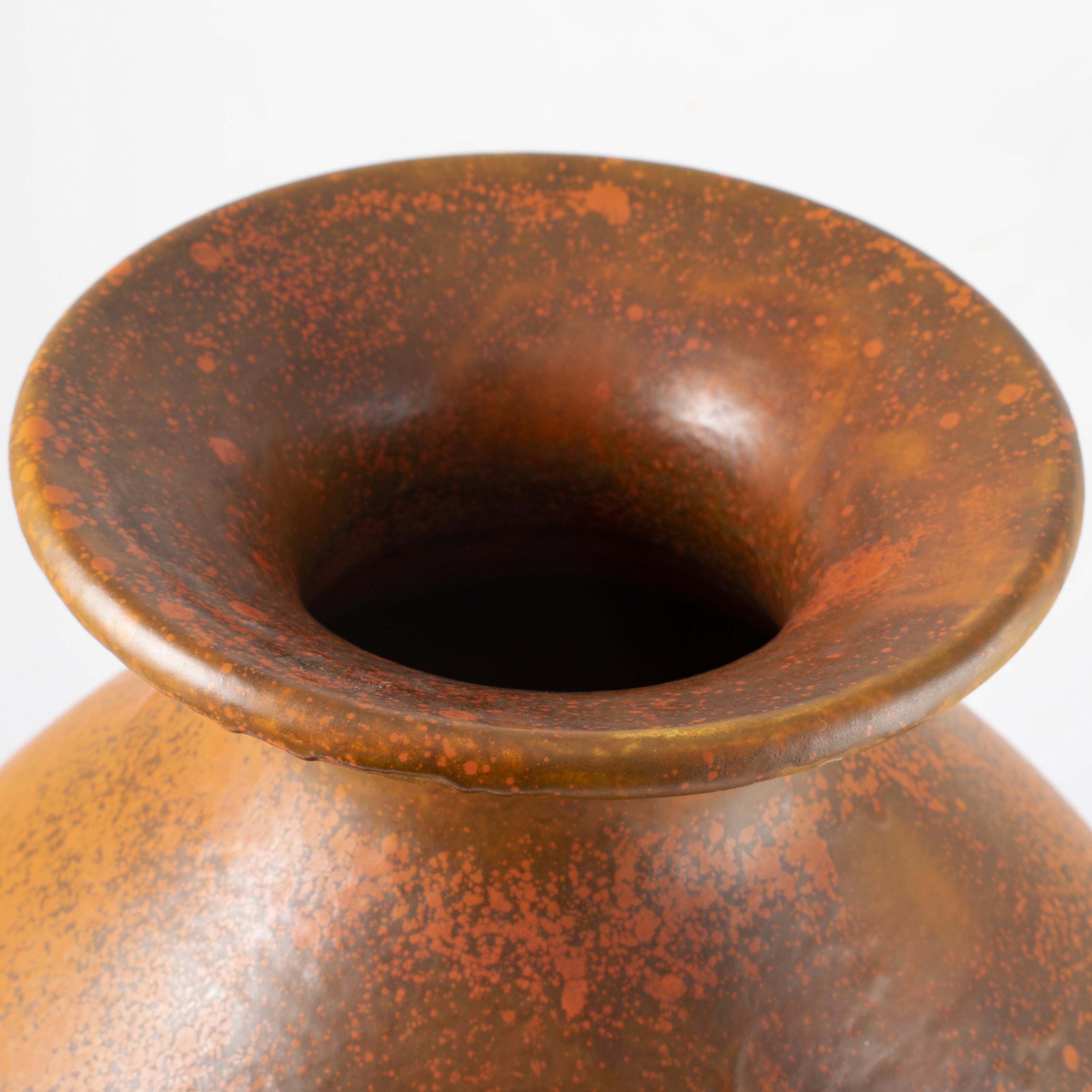 Glazed Large Kähler Stoneware Vase in Orange Uranium Glaze