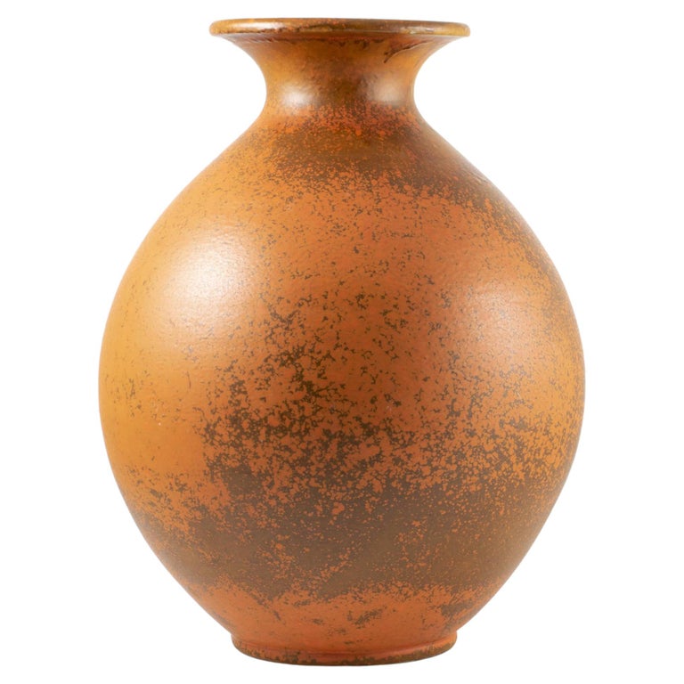 Large Kähler Stoneware Vase in Orange Uranium Glaze at 1stDibs