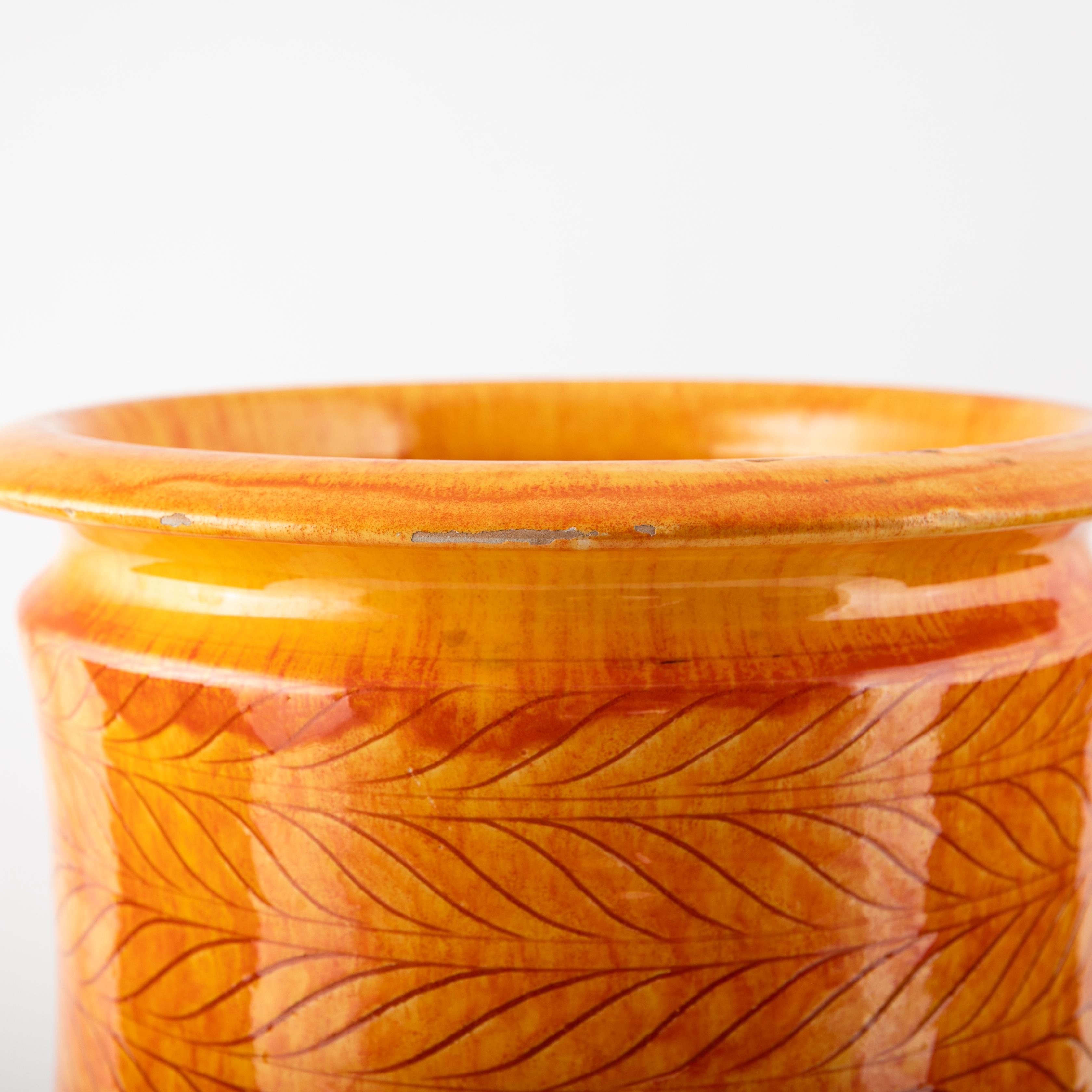 Grand vase Kähler en grès émaillé orange en vente 2