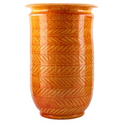 Antique Large Kähler Vase in Orange Glazed Stoneware